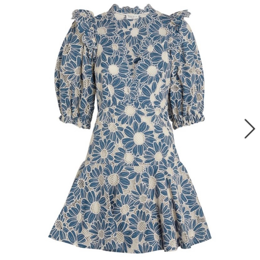 Sandro Embroidered Mini Dress In Blue